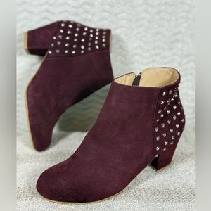 mark. Burgundy Ankle Boots with Silver Studs. Size 8.